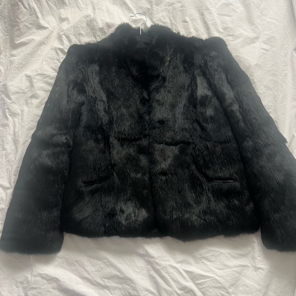 Half Moon Rabbit hair black coat - Picture 1 of 5